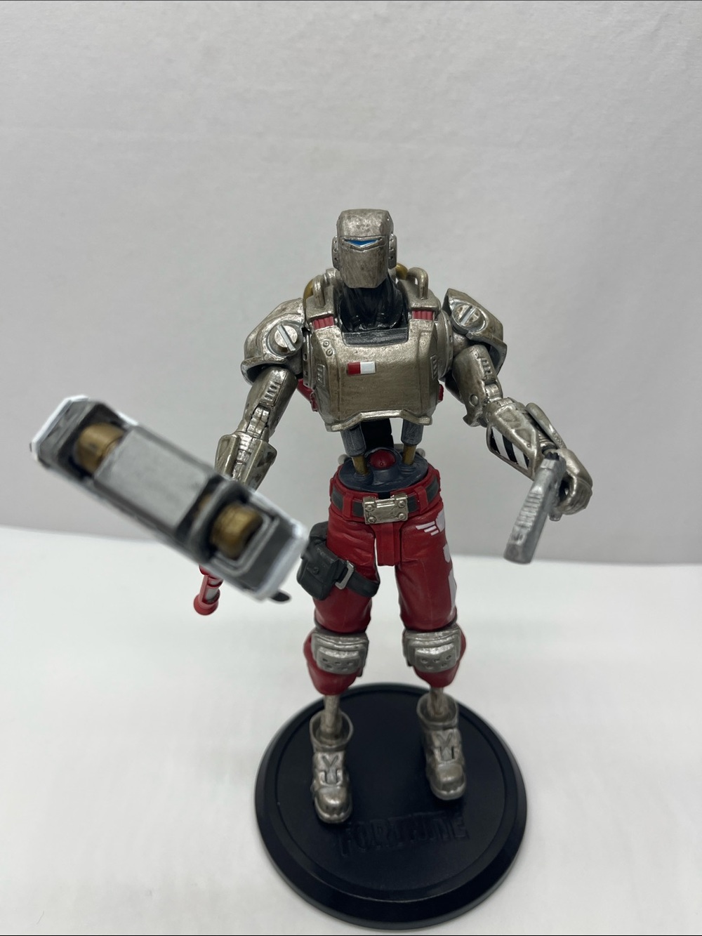 Fortnite AIM Premium Silver and Red Robotic Figure - Collectible